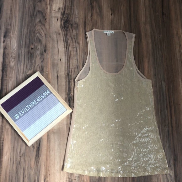 Double Zero sequin front sheet tank top size small B28 - Picture 6 of 9